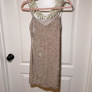 ZARA Cream colored crushed velvet dress